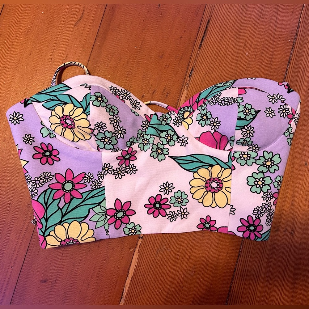 Zara pastel flower top - size small